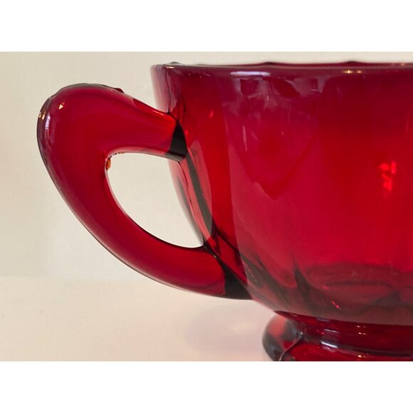 Tea Cup Handle Ruby Red Glass Footed Base Replacement Vintage Unmarked - Picture 7 of 11